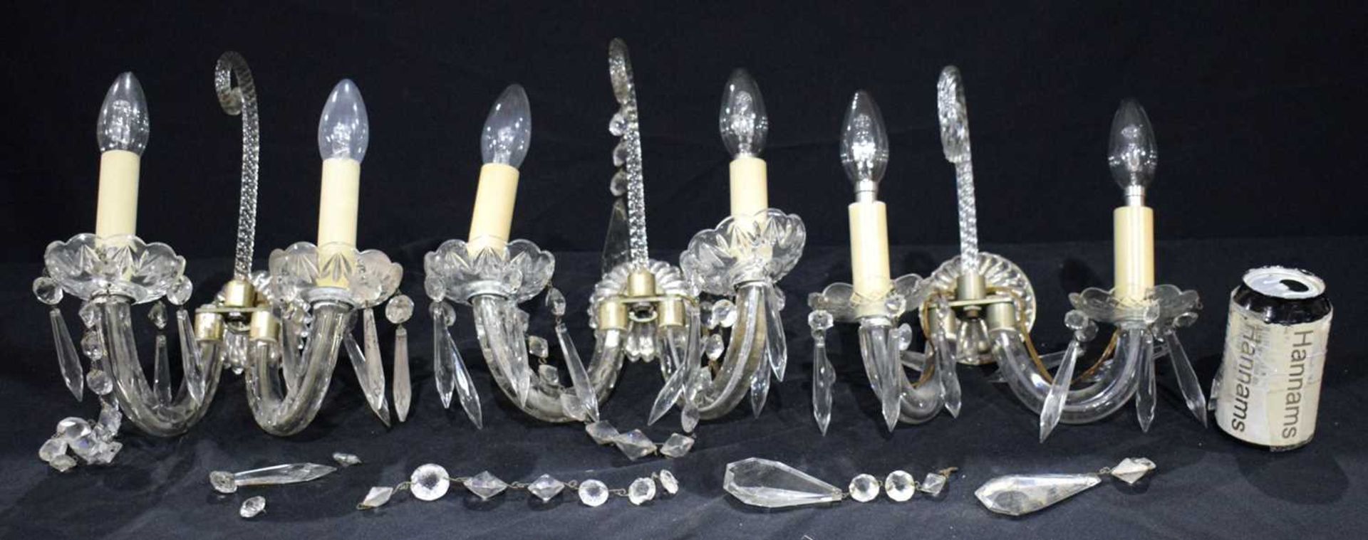 A collection of Glass wall sconces 25cm.(3) - Image 2 of 8