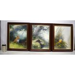 Mike Nance (British 20th Century) three oil on canvas studies of animals 40 x 29 cm (3)