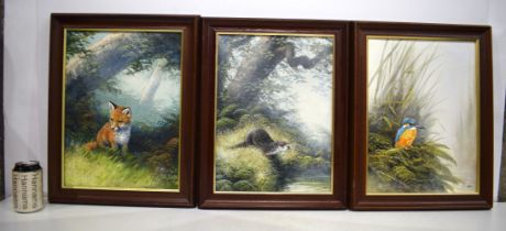 Mike Nance (British 20th Century) three oil on canvas studies of animals 40 x 29 cm (3)