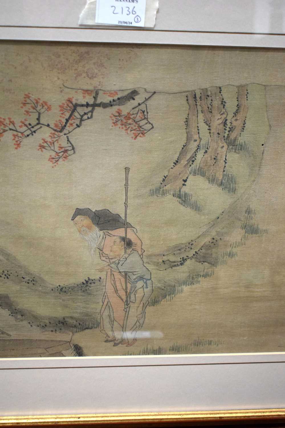 Attributed to Qian Hui'an (1833-1911) 3 x Watercolours, Figures within landscapes. 60 cm x 42 cm. - Image 31 of 38