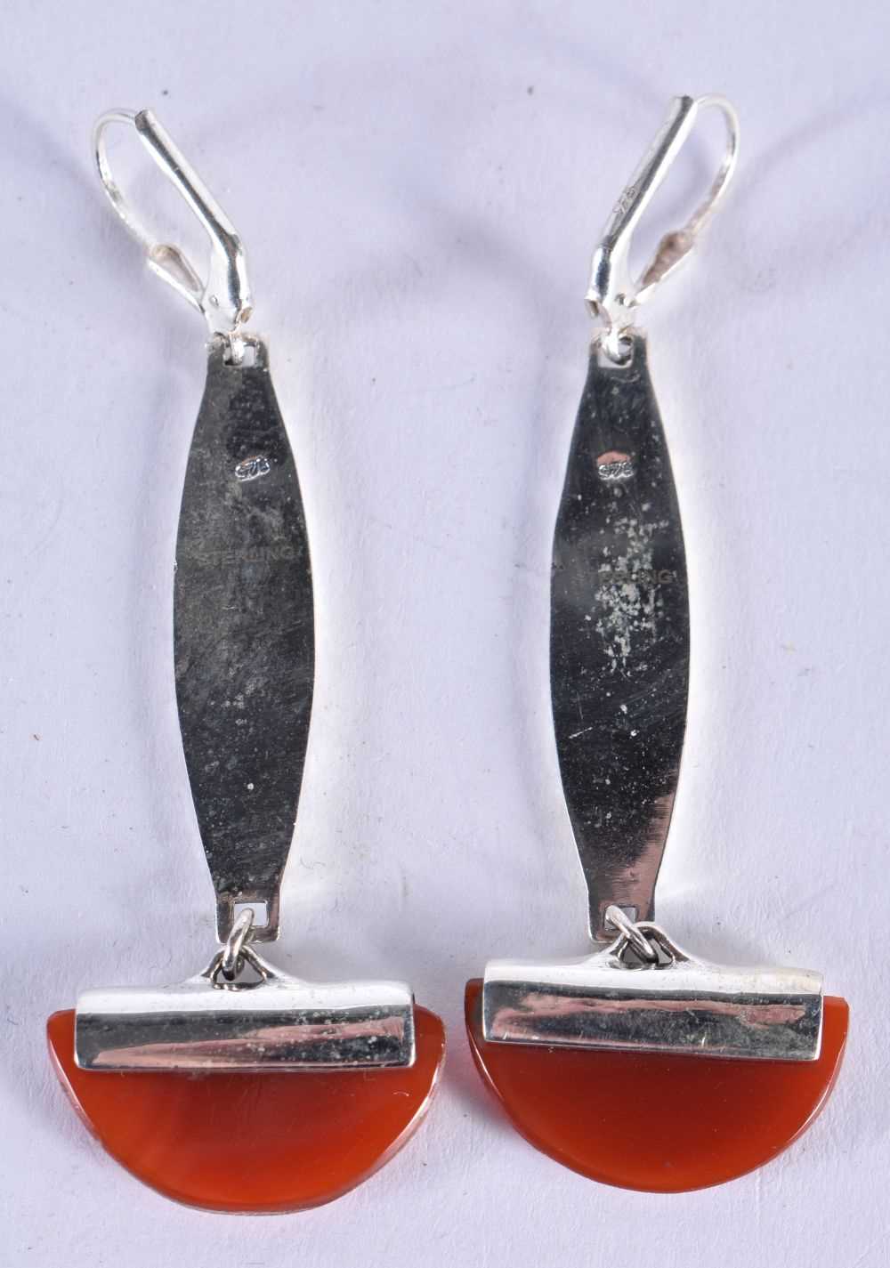 A PAIR OF SILVER EARRINGS. 11.8 grams. 6.5 cm x 2 cm. - Image 2 of 3