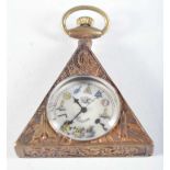 A Triangular Masonic Pocket Watch. 5.8 cm x 5 cm x 1.4cm, Running