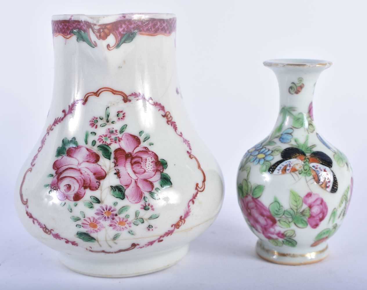 AN 18TH CENTURY CHINESE EXPORT FAMILLE ROSE JUG Qianlong, together with a Qing canton famille rose - Image 2 of 5