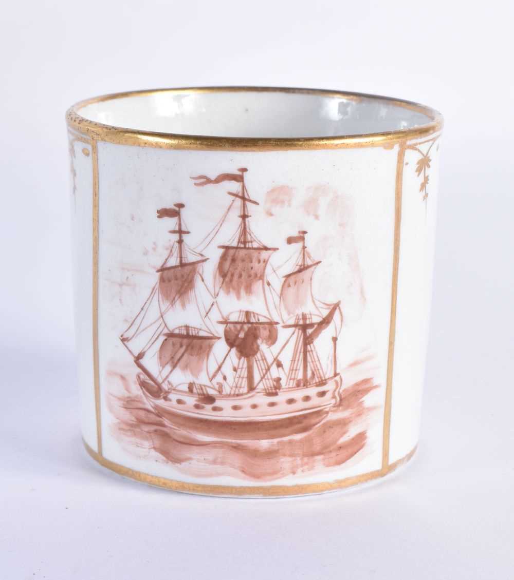 Coalport coffee can painted with an imari pattern, another with a rare shipping scene, a third - Image 3 of 9