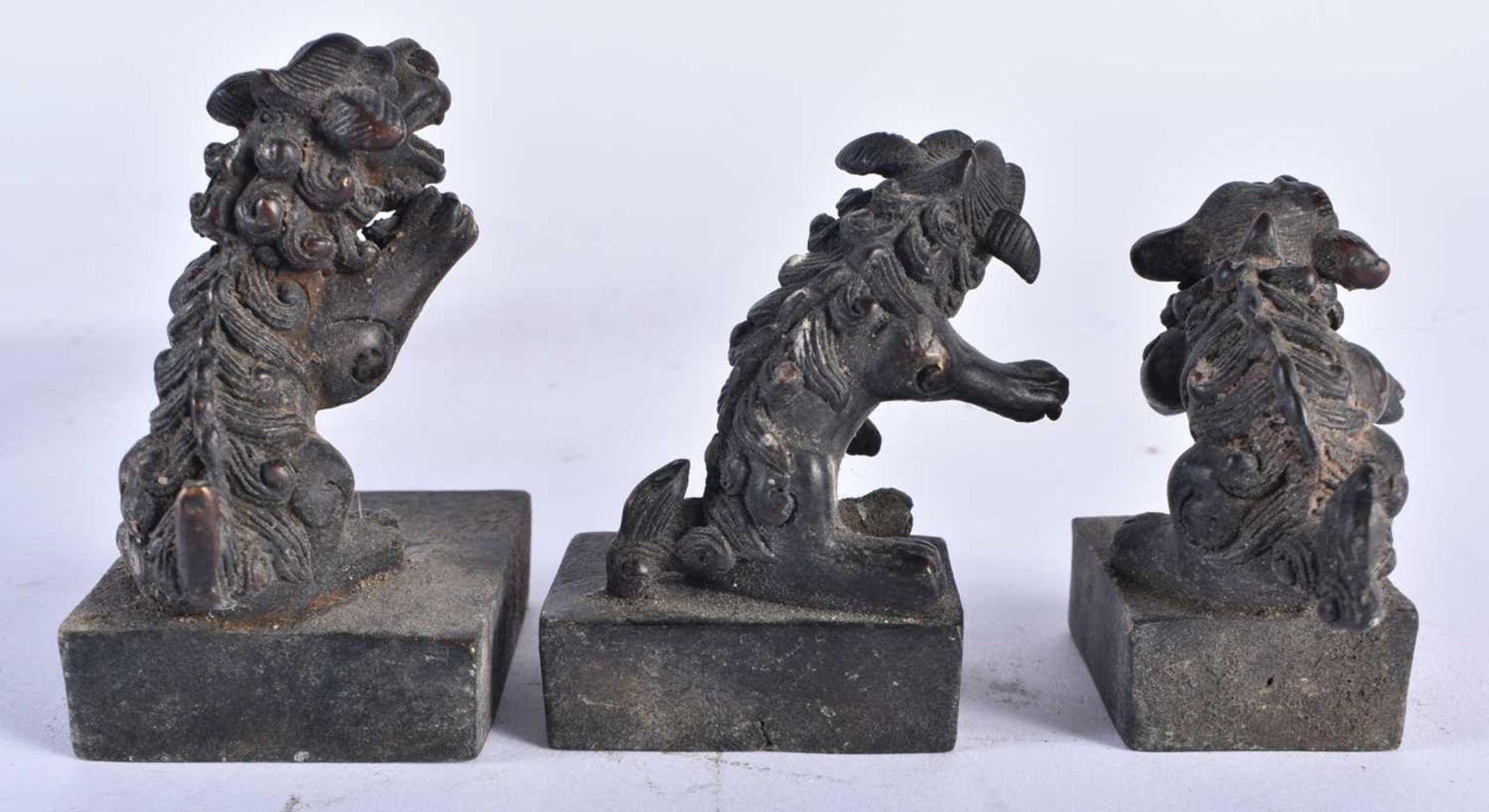 A CHINESE BRONZE BUDDHISTIC LION SEAL SET 20th Century. 13 cm x 9 cm. - Image 4 of 8