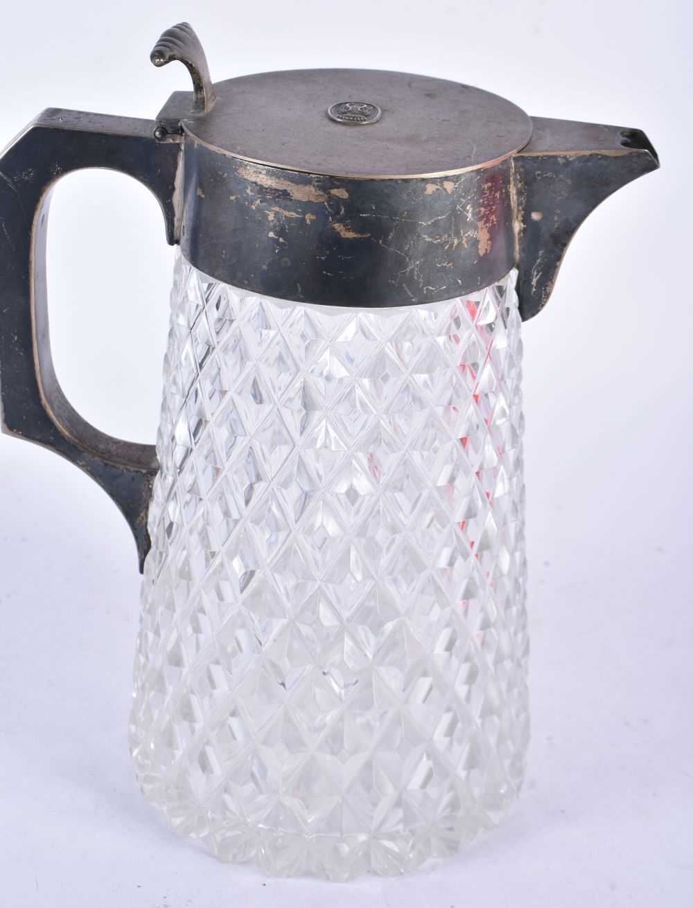 A Silver Mounted Claret Jug with Hob Nail Cut Glass. 22cm x 17cm x 12cm - Image 2 of 4