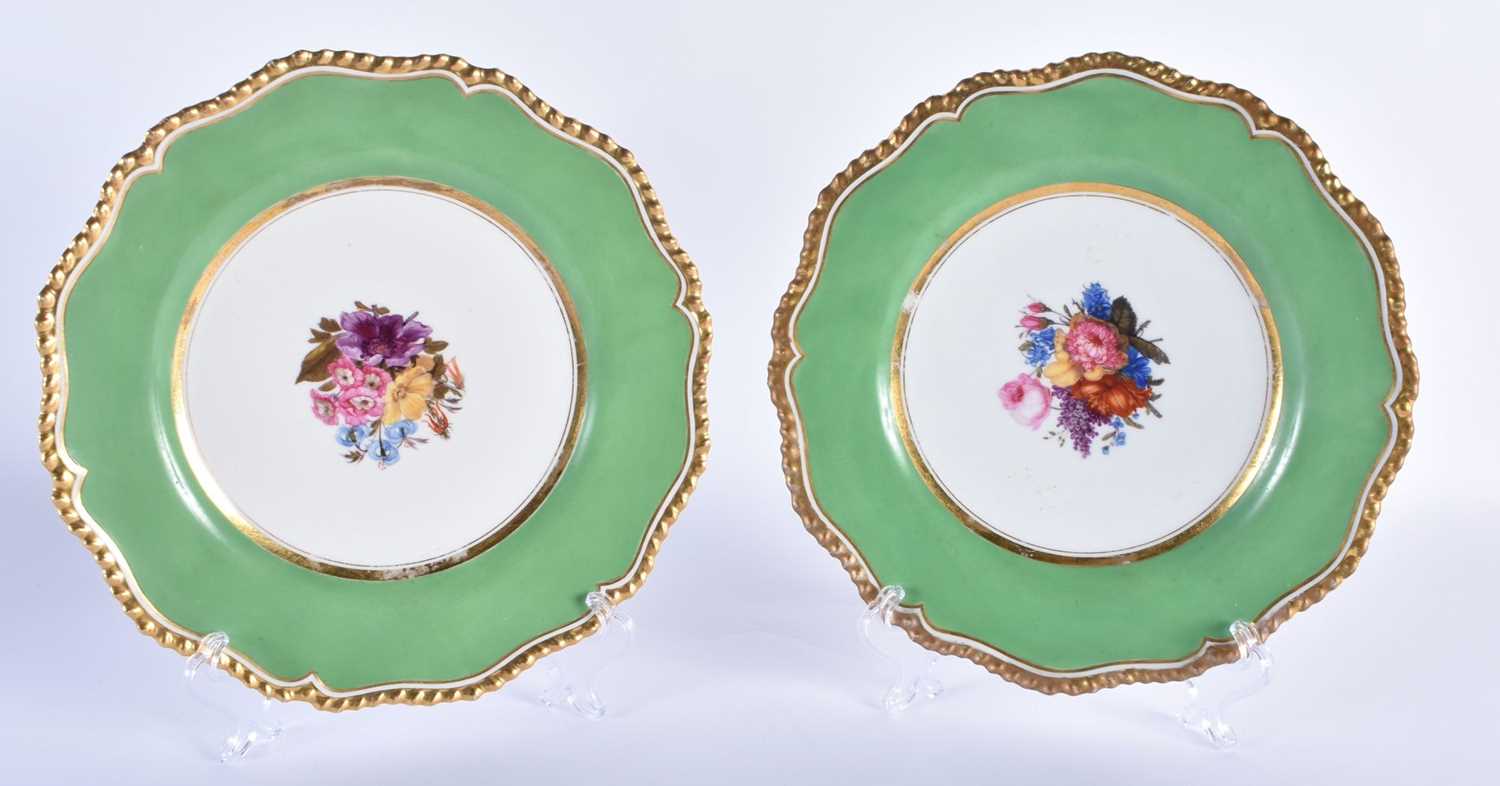 Flight Barr and Barr Worcester pair of plates painted with flowers, impressed and printed mark .