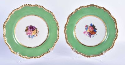 Flight Barr and Barr Worcester pair of plates painted with flowers, impressed and printed mark .