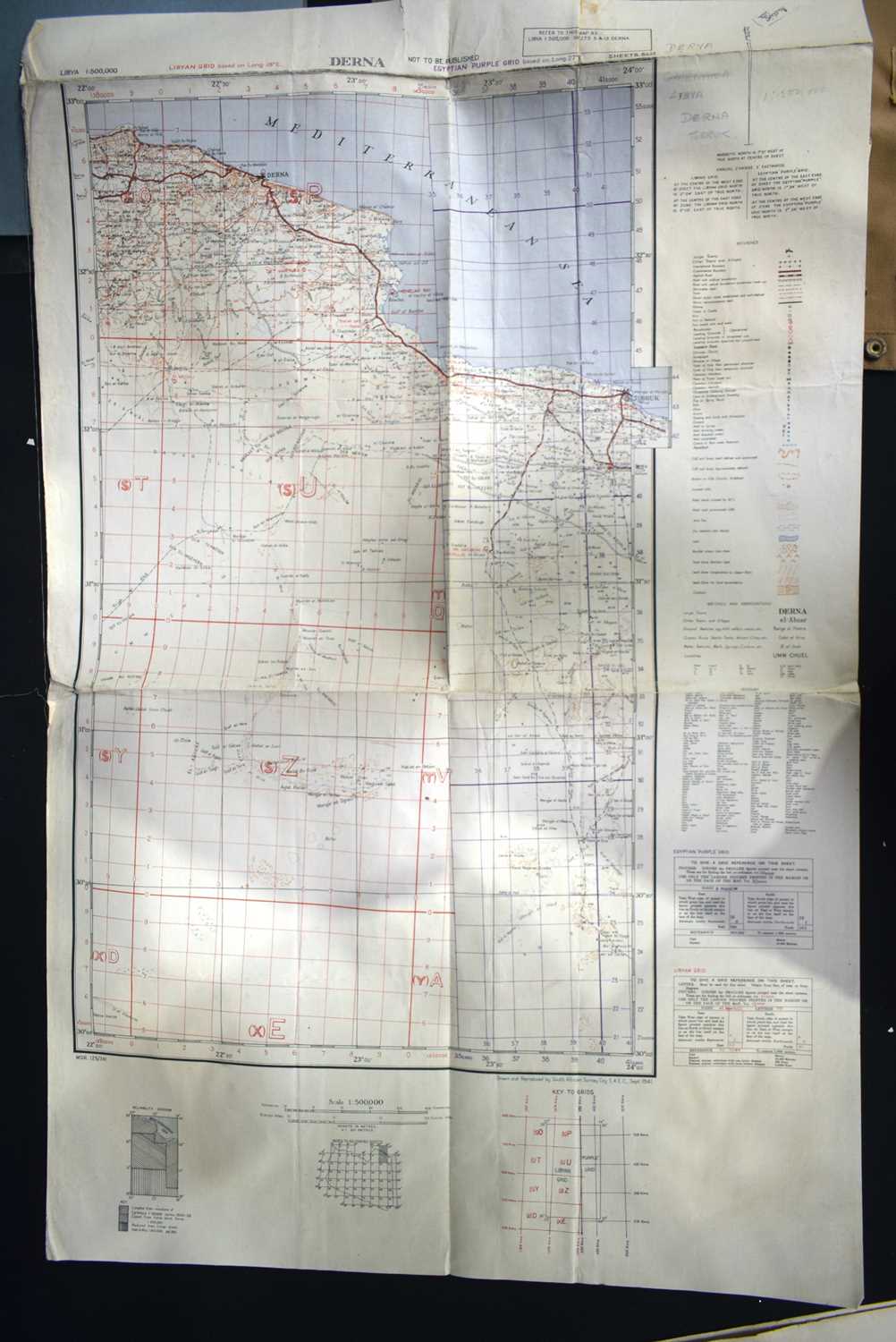 A rare collection of WW2 Maps of the Tobruk together with canvas map case - Image 19 of 30