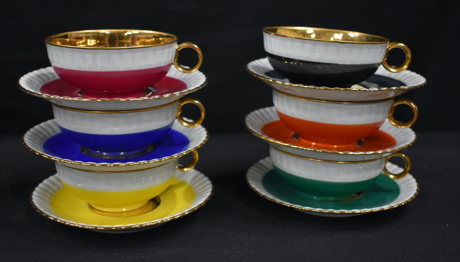 A miscellanious collection Limoges cups and saucers, a framed Lithograph, small Japanese laquered - Image 13 of 22