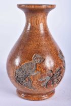 A CHINESE CARVED BUFFALO HORN TYPE YUHUCHUMPING VASE 20th Century. 243 grams. 11cm x 7 cm.