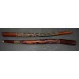 Two Australian Didgeridoos with Beaded Decoration. Length 132cm (2)