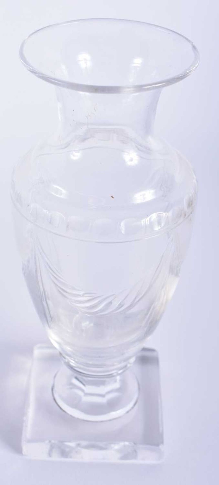 A FINE ANTIQUE CUT GLASS BASKET together with an antique English neo classical glass vase. Largest - Image 5 of 6