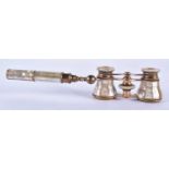 A PAIR OF MOTHER OF PEARL OPERA GLASSES. 21 cm x 7 cm.