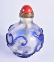 A CHINESE REPUBLICAN PERIOD PEKING GLASS SNUFF BOTTLE AND STOPPER. 87.5 grams. 7 cm x 5 cm.