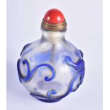 A CHINESE REPUBLICAN PERIOD PEKING GLASS SNUFF BOTTLE AND STOPPER. 87.5 grams. 7 cm x 5 cm.
