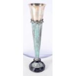 An Art Deco Mixed Metal Vase on a Marble Base. 26.5 cm x 6.5 cm, weight 677g