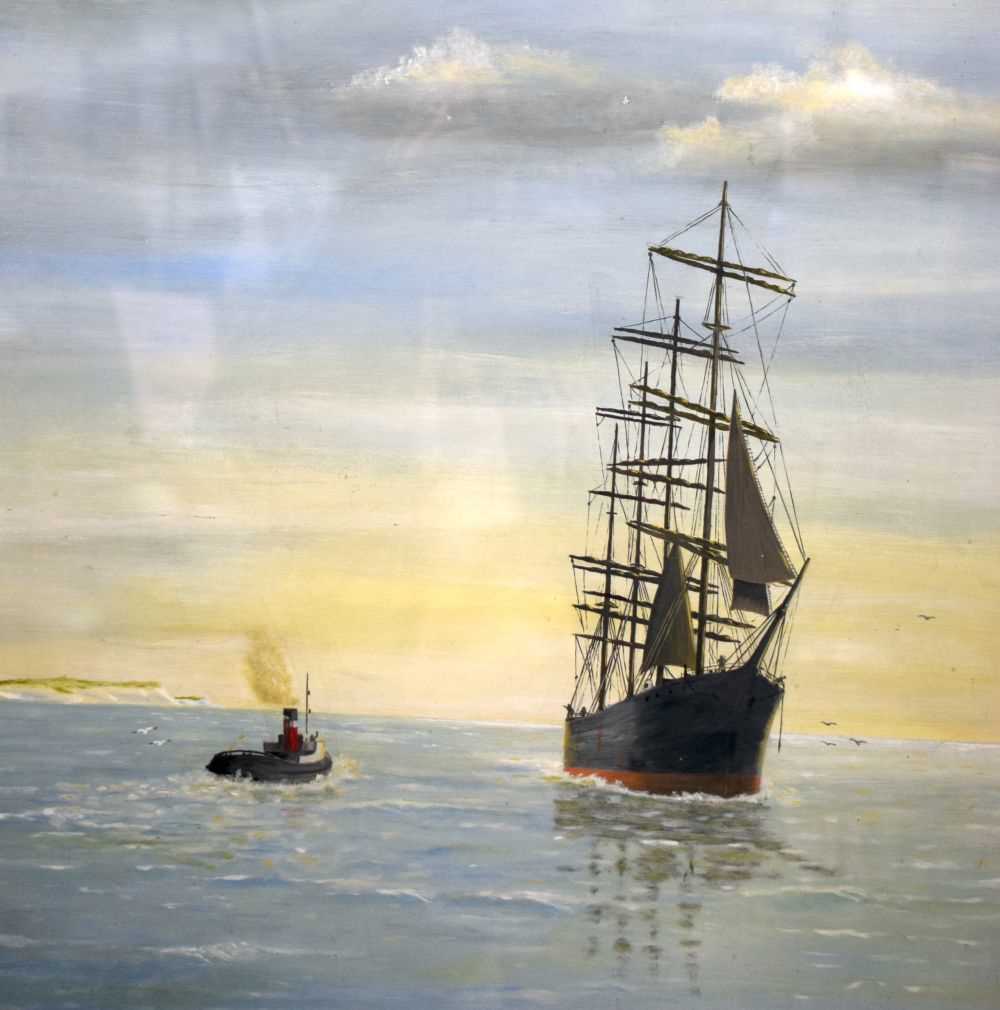 J R Leech (20th Century) framed oil on board depicting a sailing boat dated 1968 66 x 55 cm cm. - Image 3 of 8