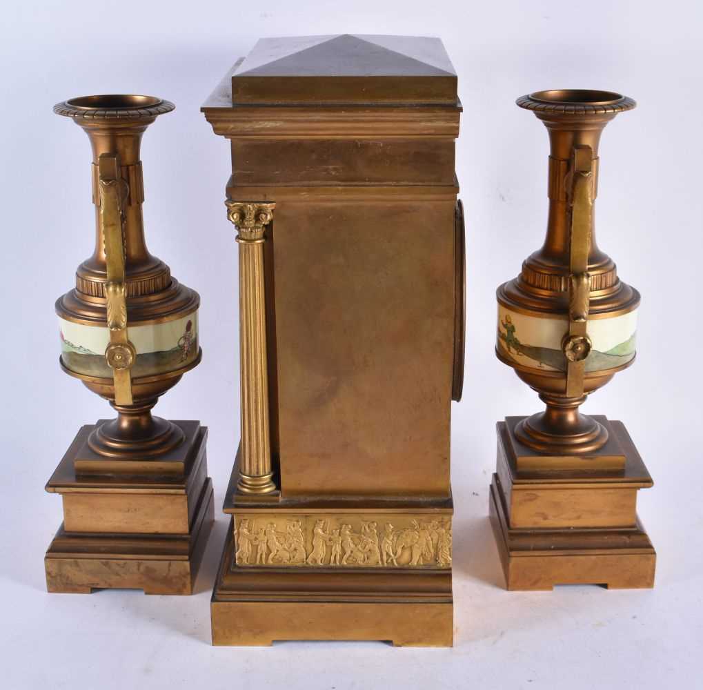 A 19th Century French Clock and Garniture Set. Clock 38cm x 25cm x 15.5cm, Garniture 33cm x 12cm - Image 2 of 4