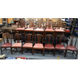 A GOOD HARLEQUIN SET OF SEVENTEEN MAHOGANY GEORGE III STYLE DINING CHAIRS. (17)