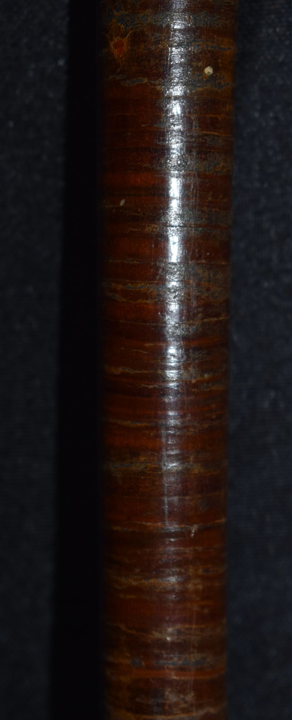 An Indian leather encased Military Swagger stick with Rhino horn handle and collars together with - Image 9 of 10