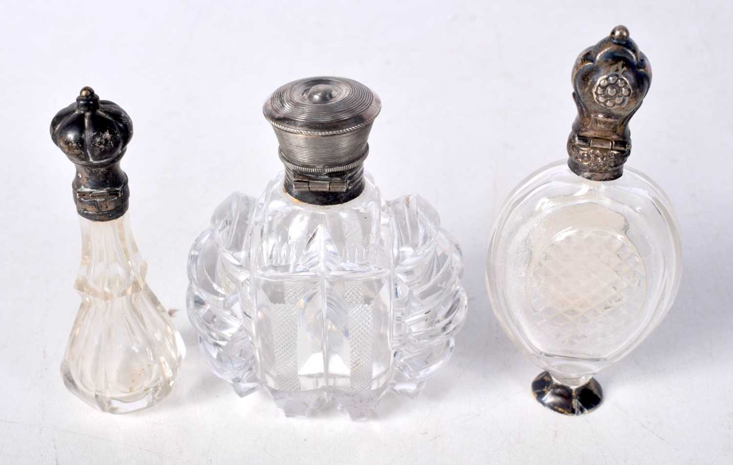 Three French Glass Scent Bottles. Largest 8.2 cm x 6.4cm x 3.7cm (3) - Image 3 of 3