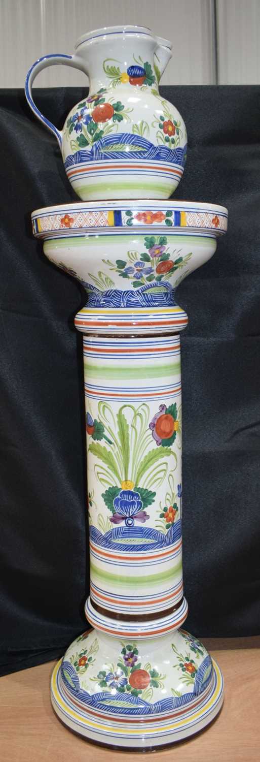 A large Italian Menegatti Firenze glazed pottery three section Jardiniere together with a matching - Image 3 of 4