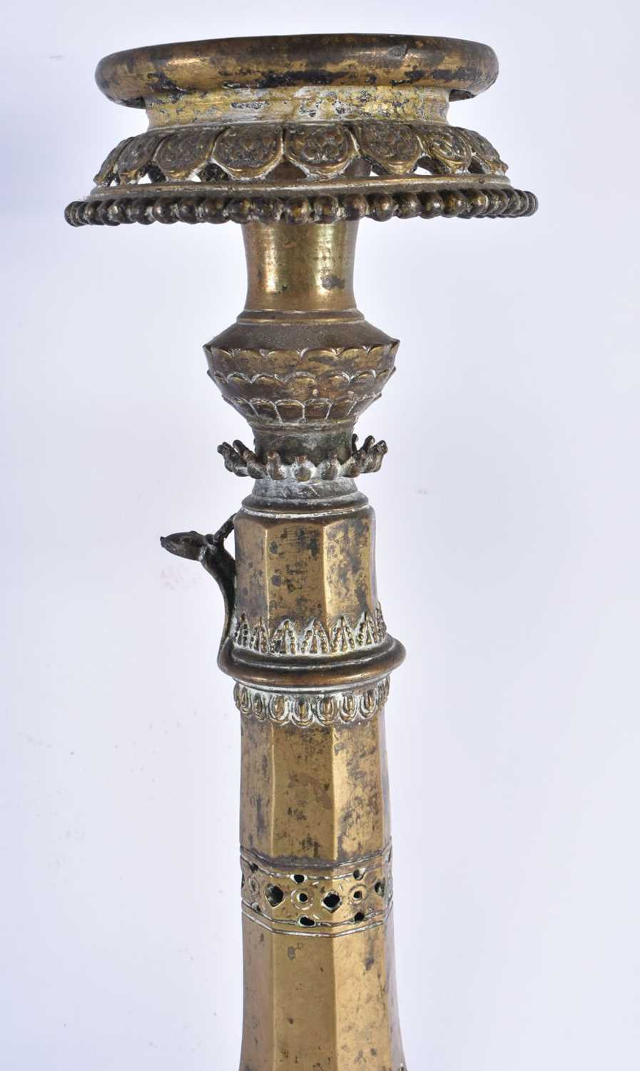 Two Antique Arabic Middle Eastern Islamic Bedouin Candlesticks.  Largest 52cm x 21.5cm - Image 2 of 5