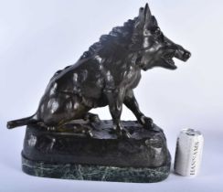 Alberic Collin (1886-1962) Spelter Figure, Wild boar. 43 cm x 34 cm.