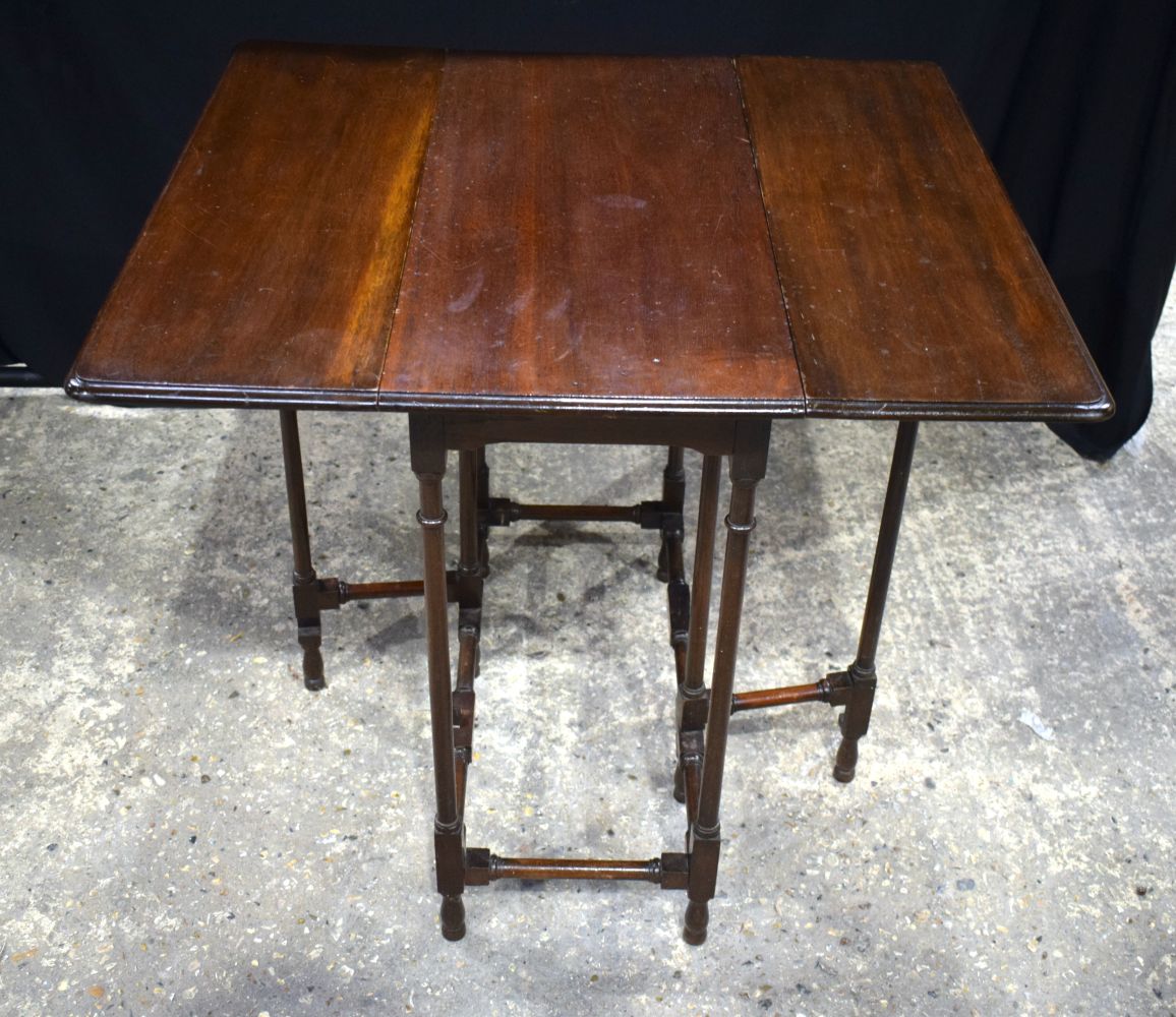 A small 19th Century mahogany gate leg table together with a mahogany 19th Century upholstered armch - Image 4 of 6