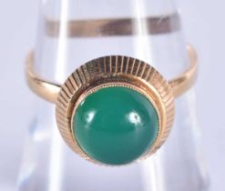 An Antique Gold and Jade Ring. Size O, weight 2.4g