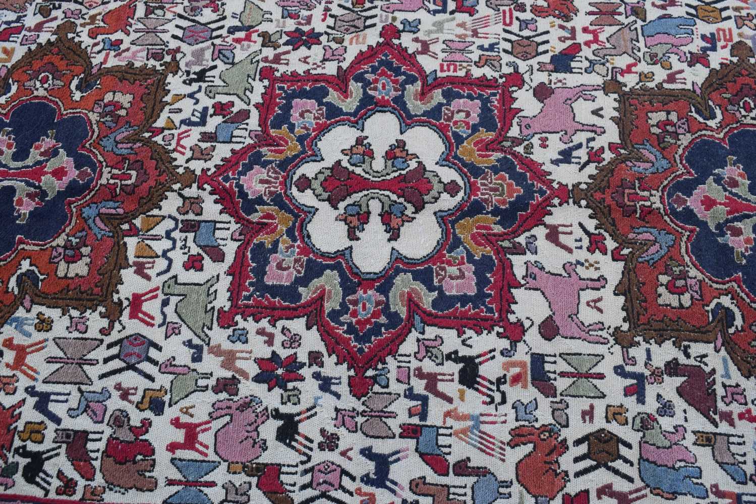 An Iranian Wool and silk Noah's Ark Sumak wool and silk rug 195 x 121 cm - Image 5 of 12