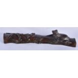 A Japanese Bronze of Reptiles on a Bamboo Branch. 16.5 cm x 3.4cm x 3.1cm, weight 200g