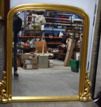 A large giltwood Over mantle mirror 121 x 125 cm