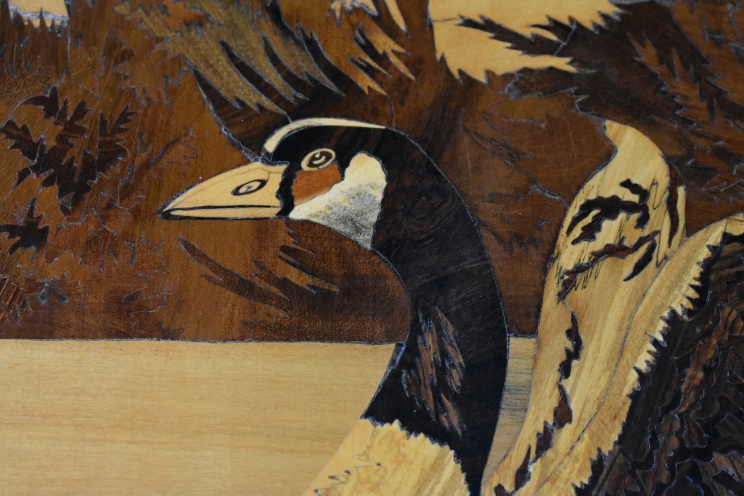 A marquetry panel of geese 63 x 47 cm. - Image 7 of 10