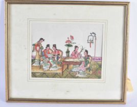 A FRAMED CHINESE PITH PAPER TYPE PRINT 20th Century. 40 cm x 32 cm.