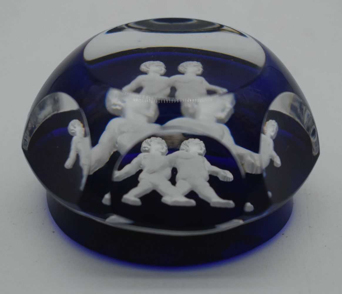 A FRENCH BACCARAT SULPHIDE GLASS PAPERWEIGHT. 325 grams. 6.5 cm x 3.75 cm. - Image 3 of 3