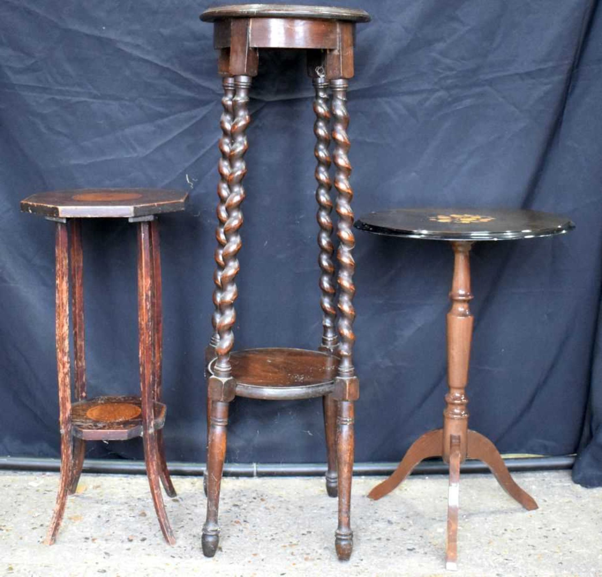 An antique Barley twist leg stand together with two other stands 102 x 32 cm (3). - Image 2 of 8