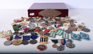 A miscellaneous collection of Military badges,Medallions, plaques,coins etc (Qty).