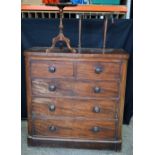 A late 19th Century Mahogany 5 Drawer chest together with two small leather top tables 112 x 112 x