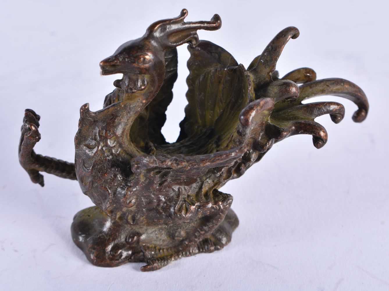 A JAPANESE BRONZE MYTHICAL BIRD OKIMONO. 216 grams. 9 cm x 5 cm.