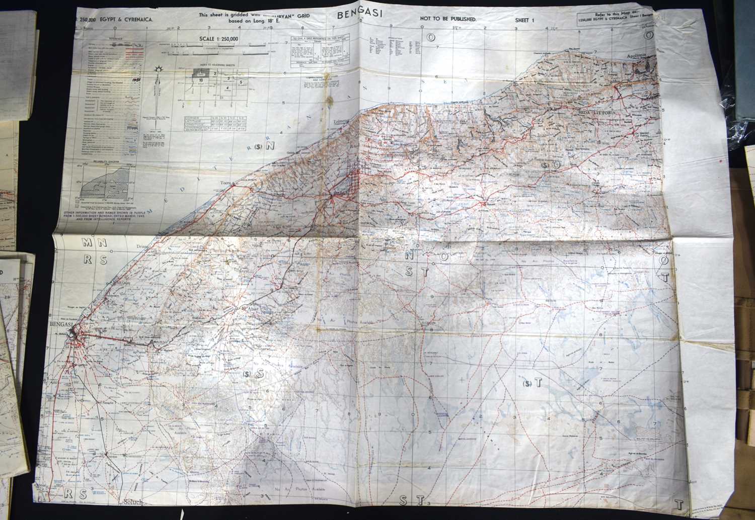 A rare collection of WW2 Maps of the Tobruk together with canvas map case - Image 18 of 30