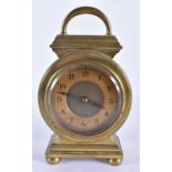 AN ANTIQUE FRENCH BRONZE MANTEL CLOCK of padlock type form. 21 cm x 10 cm.