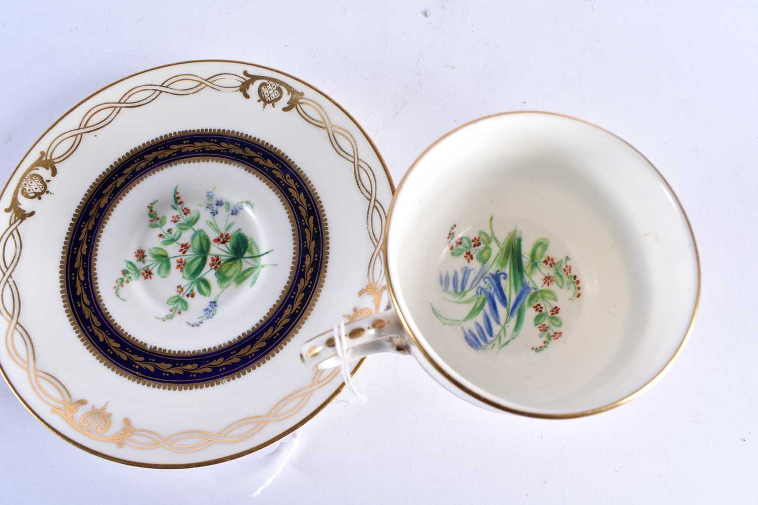 Mid 19th century Royal Worcester pair of rare pedestal cups and saucers painted with flowers in - Image 15 of 27