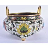 A FINE CHINESE TWIN HANDLED CLOISONNE ENAMEL CENSER probably 16th/17th century, decorated with