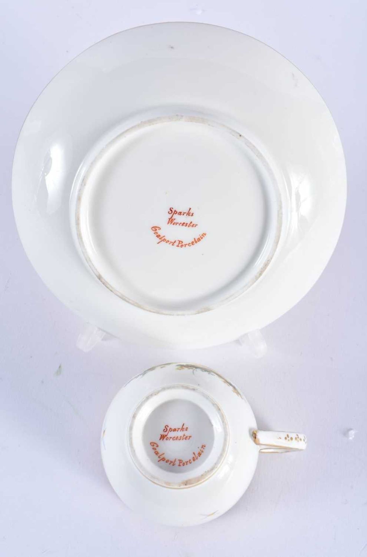THREE 19TH CENTURY COALPORT SPARKS WORCESTER PORCELAIN CUPS AND SAUCERS painted with landscapes - Image 4 of 39