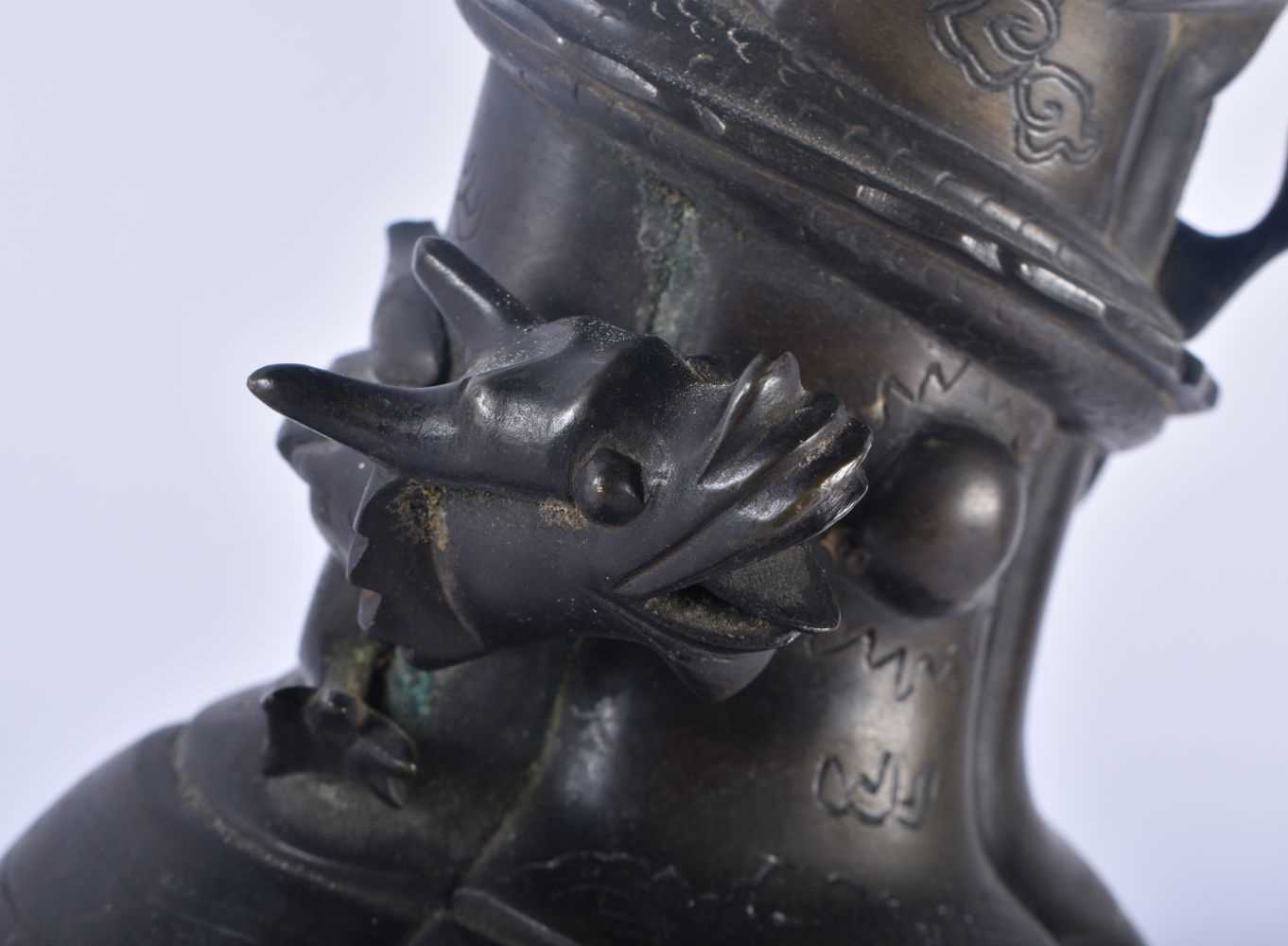 A 19TH CENTURY CHINESE BRONZE COUNTRY HOUSE DRAGON LAMP Qing. 37 cm high. - Image 2 of 7