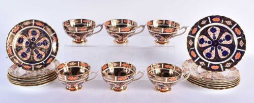 ROYAL CROWN DERBY IMARI CUPS AND SAUCERS. (qty)