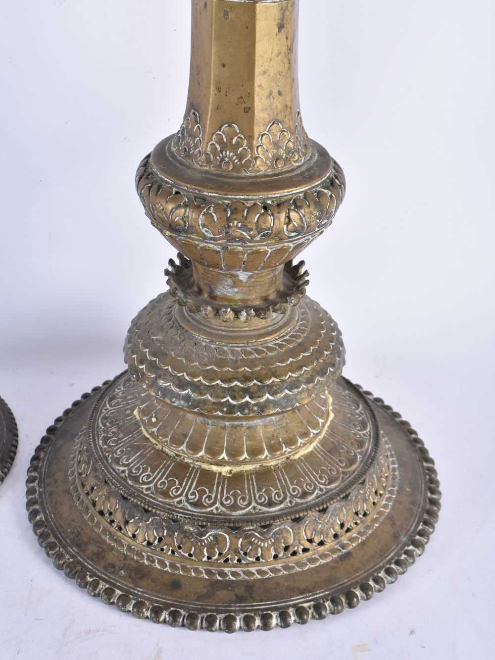 Two Antique Arabic Middle Eastern Islamic Bedouin Candlesticks.  Largest 52cm x 21.5cm - Image 3 of 5