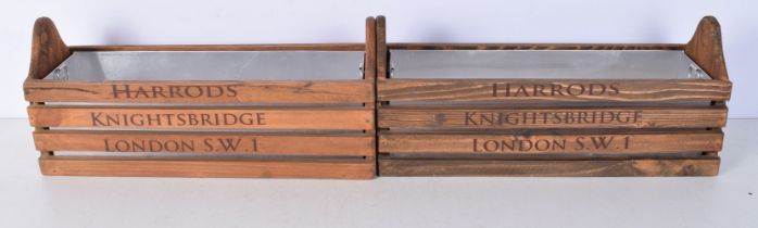 A pair of wooden planters with metal inserts 15 x 35 cm (2)